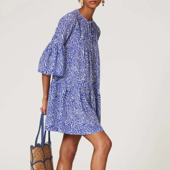 Warm Garden Dress Silk Shift Mini Dress - Picture 1 of 9